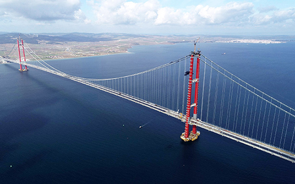 В Турция откриха официално най-дългия висящ мост в света